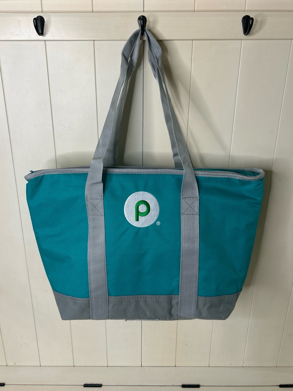 Publix Insulated Cooler Shopping Tote Reusable Bag - Teal Blue 20"